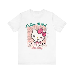 T-shirt Hello Kitty Kawaii | T-shirt mignon style anime | T-shirt style Harajuku | T-shirt graphique japonais | Cadeau mode kawaii pastel image 1