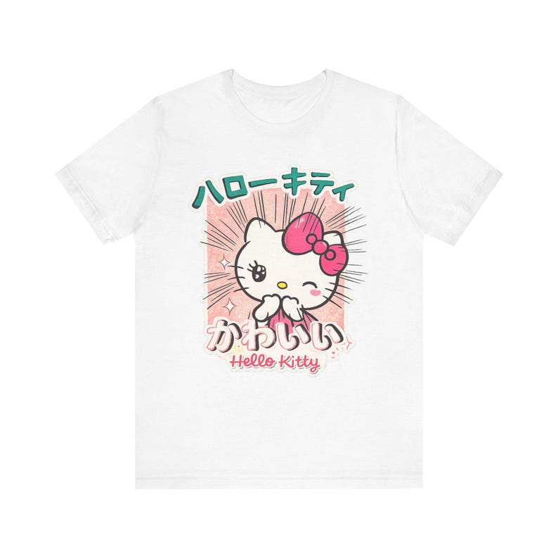 T-shirt Hello Kitty Kawaii | T-shirt mignon style anime | T-shirt style Harajuku | T-shirt graphique japonais | Cadeau mode kawaii pastel image 1