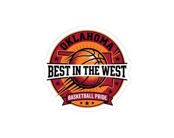 Beste Oklahoma basketbalsticker uit het westen (kiss-cut) | Trots op OKC, vintage basketbal