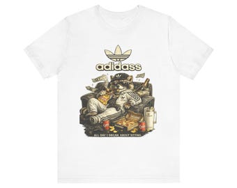 Grappig T-shirt met luie wasbeer-meme | De hele dag droom ik ervan om te zitten | Streetwear parodie grafisch T-shirt | Gamer bankhanger-shirt