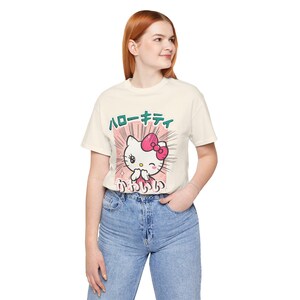 T-shirt Hello Kitty Kawaii | T-shirt mignon style anime | T-shirt style Harajuku | T-shirt graphique japonais | Cadeau mode kawaii pastel image 8