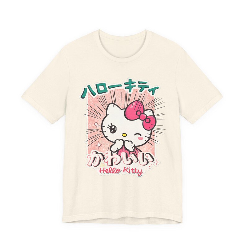T-shirt Hello Kitty Kawaii | T-shirt mignon style anime | T-shirt style Harajuku | T-shirt graphique japonais | Cadeau mode kawaii pastel image 4