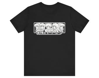 Sailor Moon Anime T-shirt Vintage Manga Tee, Magical Girl Graphic Shirt, Y2K Anime Streetwear, Dubbelzijdig Otaku Tee, Cadeau voor Anime Fans