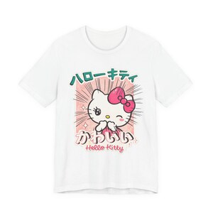 T-shirt Hello Kitty Kawaii | T-shirt mignon style anime | T-shirt style Harajuku | T-shirt graphique japonais | Cadeau mode kawaii pastel image 3
