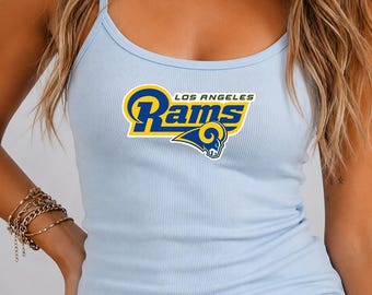 Los Angeles Rams Women’s Ribbed Tank Top | LA Football Game Day Tank | Rams Fan Cami | NFL-Inspired Baby Blue Tank | Football Season Outfit