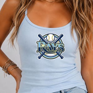 Tampa Bay Rays Tank Top, Women’s Baseball Game Day Tank, Ribbed Baby Blue Camisole, Cute Rays Fan Shirt, Baseball Season Outfit, Gift for He