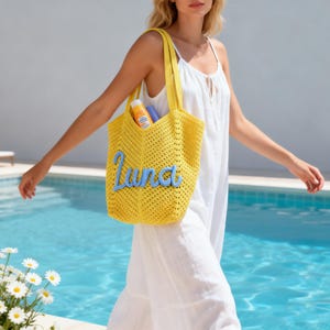 Personalized Beach Tote Bag,Custom Name Travel Tote,Bridesmaid Proposal Gift Bag for Women,Beach Vacation Bag, Girls Trip Essential Carryall image 2