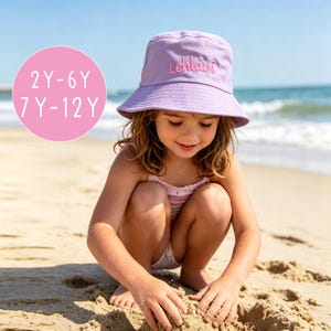 Personlig broderad solhatt för barn, anpassad hinkhatt för baby, lätt sommarsolskyddshatt, perfekt present till barn