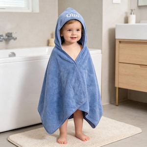 Personalized Baby Hooded Towel, Name Embroidered Newborn Bath Wrap, Baby Shower Gift for New Parents, Infant Bath Essential for Boys Girls