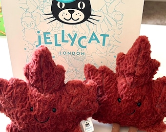 Jellycat amuseable esdoornblad pluche, schattige rode esdoornblad knuffel, zachte pluche herfstthema, kawaii herfstdecor en cadeau