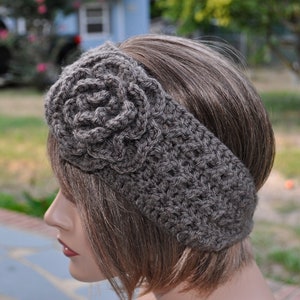 Crochet Ear Warmer for women, Crochet Headband with a flower,