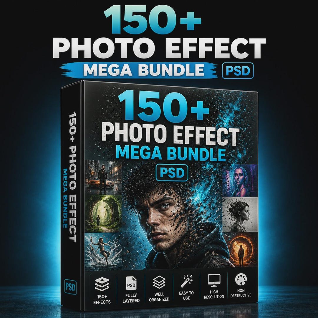 150+ Photo Effects Mega Bundle | Creative Photoshop Effects, Overlays ...