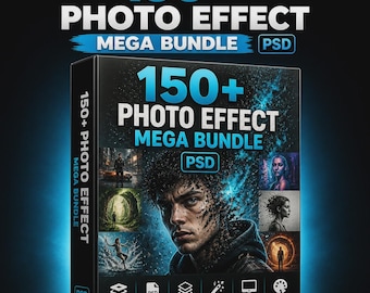 Megabundel met 150+ foto-effecten | Creatieve Photoshop-effecten, overlays en bewerkingsitems voor ontwerpers en makers van inhoud