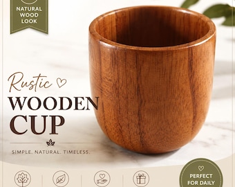 Wooden Cup | Rustic Wooden Drinking Cup | Natural Wood Mug | Minimalist Kitchen Decor | Wooden Tumbler for Coffee Tea Water