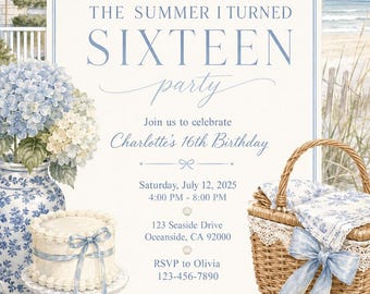 The Summer I Turned Sixteen Birthday Invitation