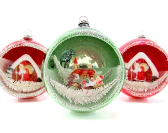 jumbo vintage glass diorama christmas ornaments 1950s christmas decorations japan baubles - Japanese Christmas Tree Decorations jumbo vintage glass diorama christmas ornaments 1950s christmas decorations japan baubles - Japanese Christmas Tree Decorations