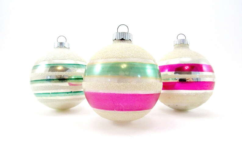Shiny Brite Vintage Glass Christmas Ornaments Glass Glitter Etsy