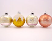 Jumbo Stenciled Shiny Brite Vintage Glass Christmas Holiday Ornaments Orange