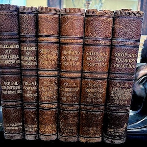 1901 Industrial Technical Library — 6 Leather-Bound Volumes, International Correspondence Schools — Machine Shop, Foundry, Engineering