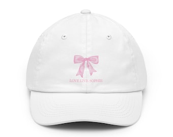 Pink Bow embroidery Dad Hat | Love Live Smile text