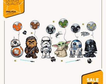 スター・ウォーズ キャラクターバルーン PNG | ベビーヨーダ ディズニーバルーン デジタルダウンロード | スター・ウォーズ ディズニーランド バケーション 昇華プリント