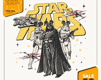 ディズニー スター・ウォーズ ヴィンテージ PNG | ダース・ベイダー ストームトルーパー デジタルダウンロード | レトロファミリー昇華プリントデザイン