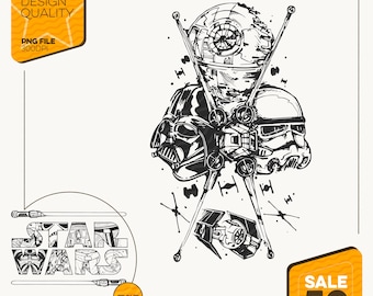 ディズニー スター・ウォーズ キャラクター PNG | 子供向けクールなスター・ウォーズ デジタルダウンロード | 家族旅行用昇華プリントデザイン