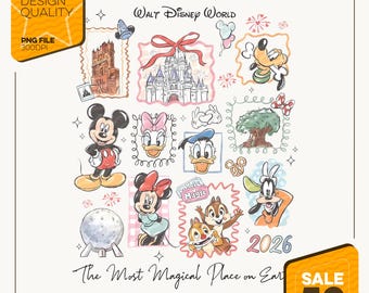 Vintage Walt Disneyland PNG | Retro Mickey and Friends Digital Download | Disney 2026 Trip PNG | Disney PNG