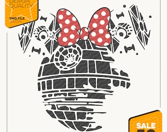 カスタム ミッキー＆ミニー デス・スター PNG | スター・ウォーズ カップルTシャツ デジタルダウンロード | ディズニー スター・ウォーズ 昇華プリント パーソナライズ