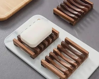 Personalized Bamboo Soap Dish, Handmade Wooden Drain Tray Holder
