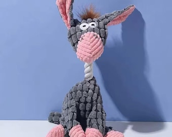 Handmade Personalized Donkey Dog Plush Toy: Squeaky, Chewable, Interactive Pet Gift
