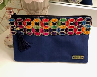 Elegant Jewel Tone Clutch with Tassel