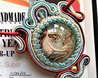 Sailor's Dream" Soutache Pendant Necklace with Matching Earrings