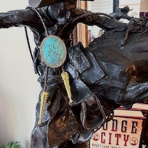 Turquoise BOLO Tie in Antique Red Brown