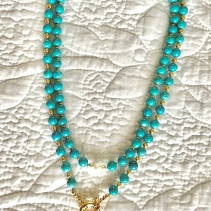 Double Strand Turquoise and Pearl Convertible included Necklace image 4