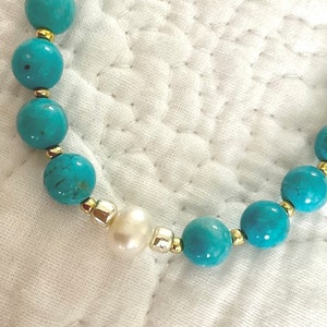 Double Strand Turquoise and Pearl Convertible included Necklace image 3