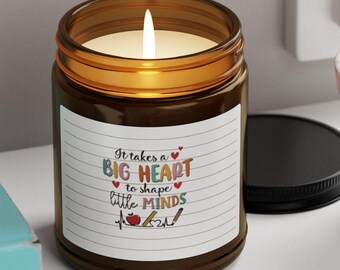 Teacher Appreciation Candle Gift, Amber Jar Candle, End of Year Teacher Gift , Thank You Teacher, Classroom Decor