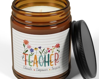 Teacher Appreciation Candle Gift, Amber Jar Candle, End of Year Teacher Gift , Thank You Teacher, Classroom Decor