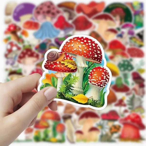 Mushroom Sticker Pack Fairy Garden Gnome Mushroom Caps Planner Sticker Bullet Journal Stickers