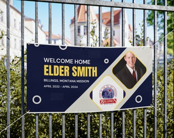Personalized LDS Missionary Welcome Home Banner, Elder Sister Vinyl Sign Decor Celebration Decoration