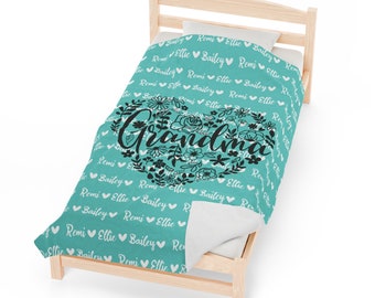 Personalized Custom Blanket, Grandma Blanket, Grandkids Blanket, Gift for Grandma, Custom Gift