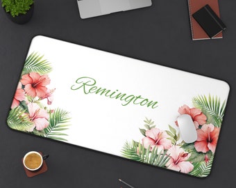 ハイビスカスフラワーハワイデスクマットパーソナライズされたマウス
