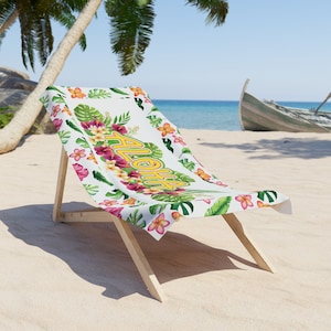 Aloha Beach Towel, Hibiscus Beach Towel, Beach Vacation Family Vacation, Gifts for Her, Hawaiian Designs, Hawaii Beach Towel, XL Beach Towel