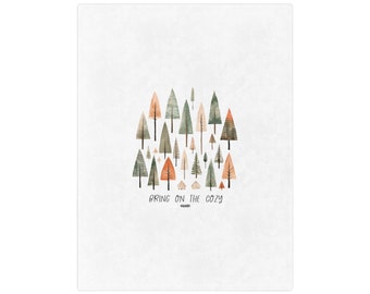 Bring on the Cozy Boho Inspired Velveteen Minky Blanket, Gift for Her, Boho Trees