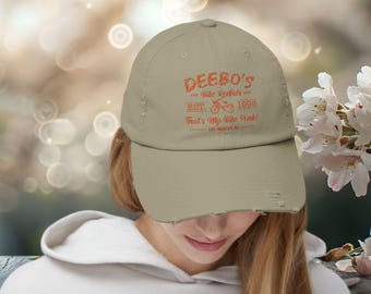 Distressed Cap, Deebo's Bike Rental Hat, Vintage Style Headwear, Retro Baseball Cap, Gift for Cyclists, Urban Streetwear