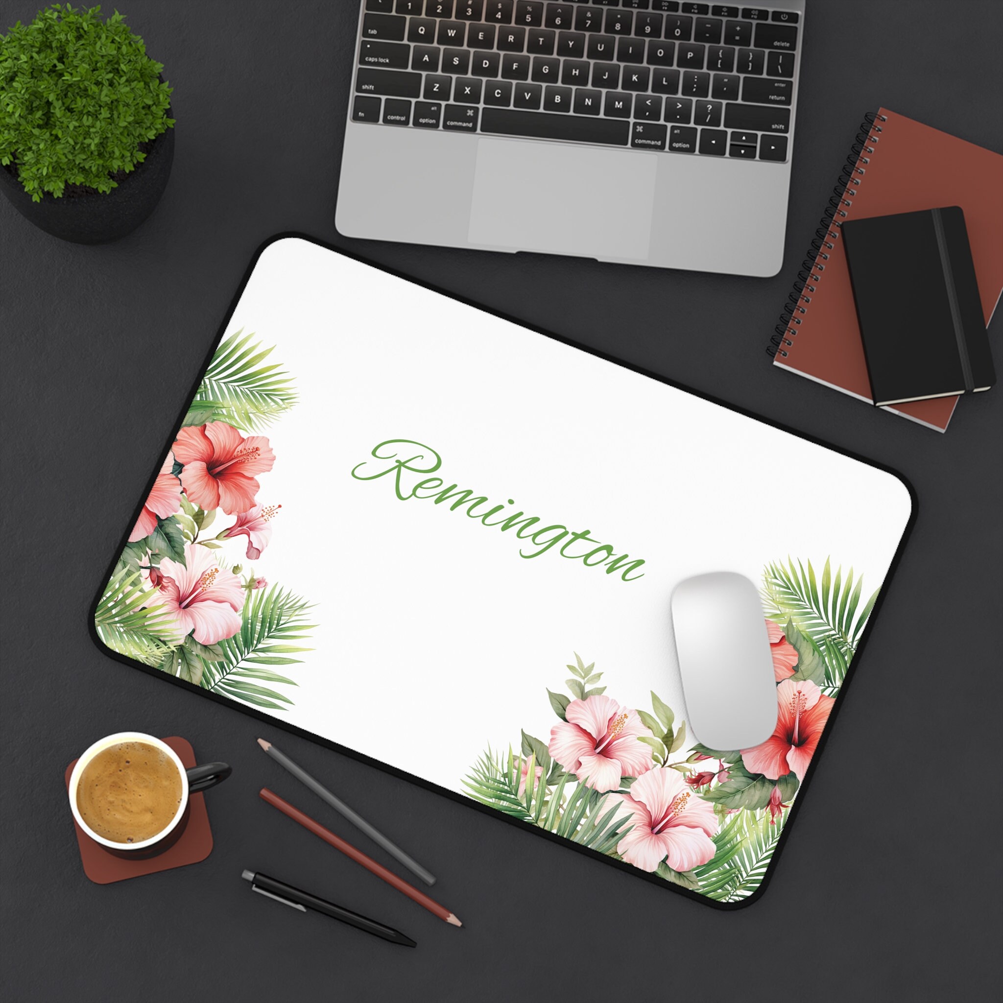 ☘️ マウスパッド トロピカル ハイビスカス ハワイ ハイビスカスフラワーハワイデスクマットパーソナライズされたマウス