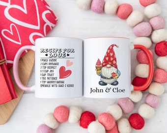 Customized Recipe for Love Gnome Valentine Coffee Mug, Valentine Gift, Gift for Her, Gift for Him, Love Gift, Anniversary Gift
