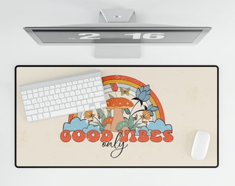 Retro Good Vibes Only Desk Mats Extend Gaming Mouse Pad Large Mousepad Keyboard Mouse Mat Desk Pad for Work Game Office Home XXL