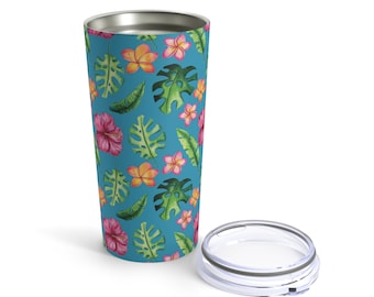 Hibiscus Tumbler, Vacation Tumbler, Hawaiian Flower Tumbler, Gift for Her, Gift for Friend, Hawaii Vacation