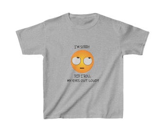 Funny Eye Roll Kids T-Shirt, Sarcastic Youth Tee, Eye Rolling Children's Shirt, Kids Humor Top, Roll Eyes Out Loud Toddler Tee